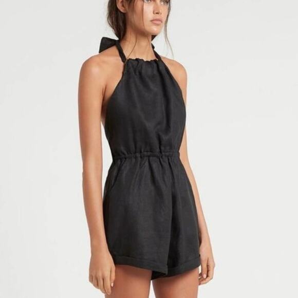 SIR the label Kai Black Halter 100% Linen Halter Romper Playsuit 1 S $240 - Picture 1 of 10